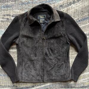 Women's Vintage Y2K Fabio Dark Espresso Brown Suede Leather Zip Up Jacket Sz M